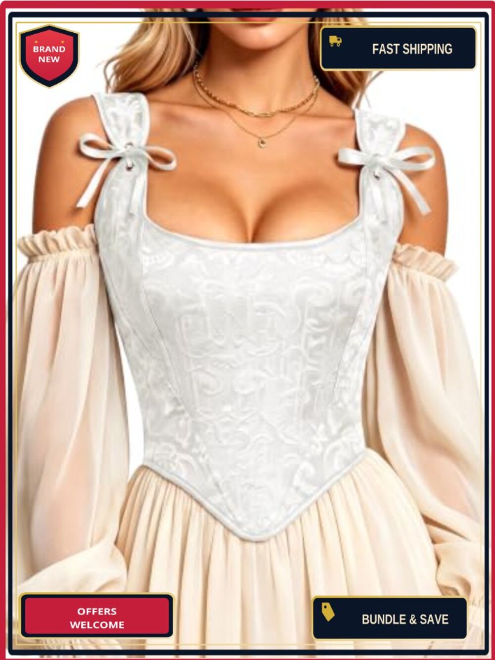 Floral Lace Up Overbust Bustier Corset Top Renaissance Vintage